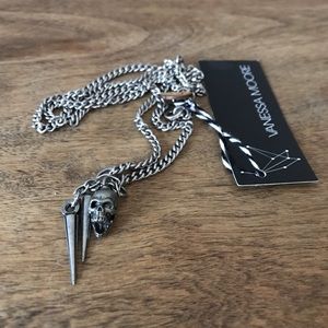 Stainless steel skull and spike necklace.